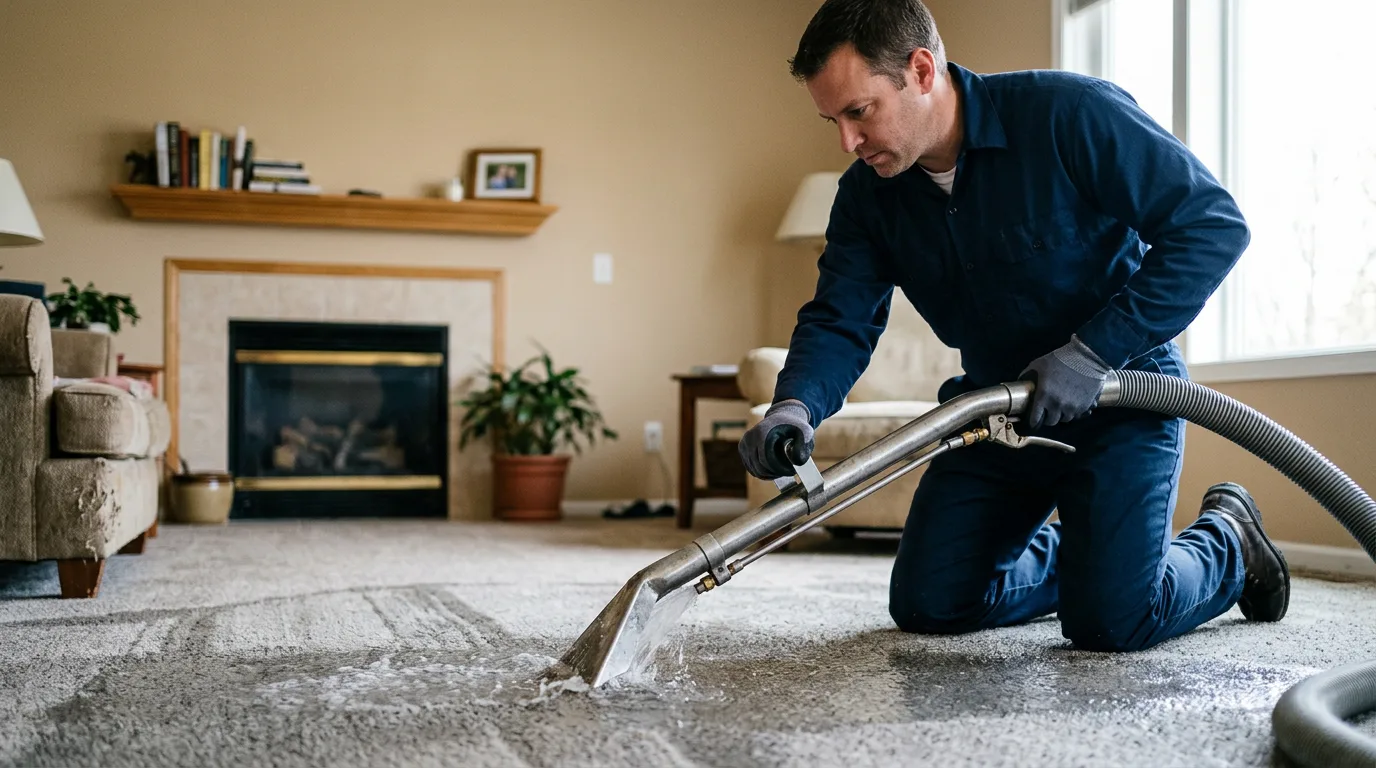 Water damage restoration technician working near Litchfield, IL